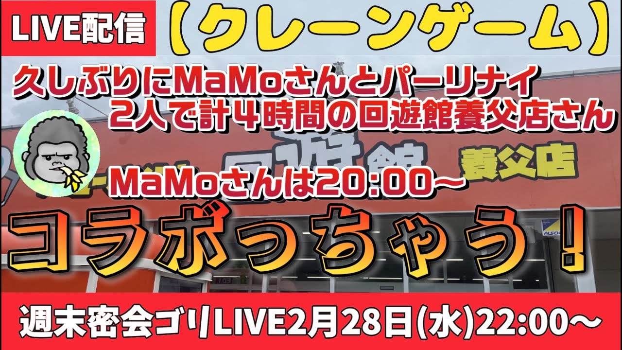 【クレーンゲーム】週末密会ゴリLIVE🦍回遊館養父店さん