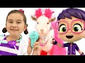 Abby Hatcher and Doc Mcstuffins play Pet Salon and dress up toys | Fun stories for funny kids