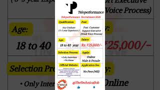 😱 Teleperformance Job 2026 |  Freshers Apply | Hindi Voice Process Hiring | Urgent Hiring #todayjob