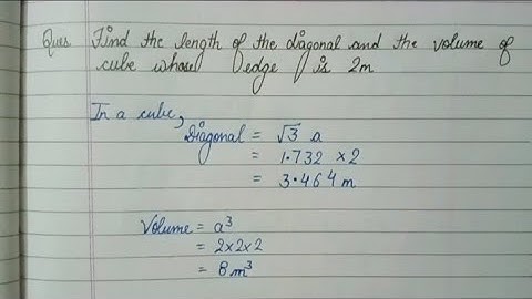 Find the length of the diagonal and the volume of the cube whose edge is 2 m .
