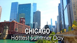 Chicago Hot Summer Morning Downtown Hot Summer Chicago Magnificent Mile Walk | City Sounds