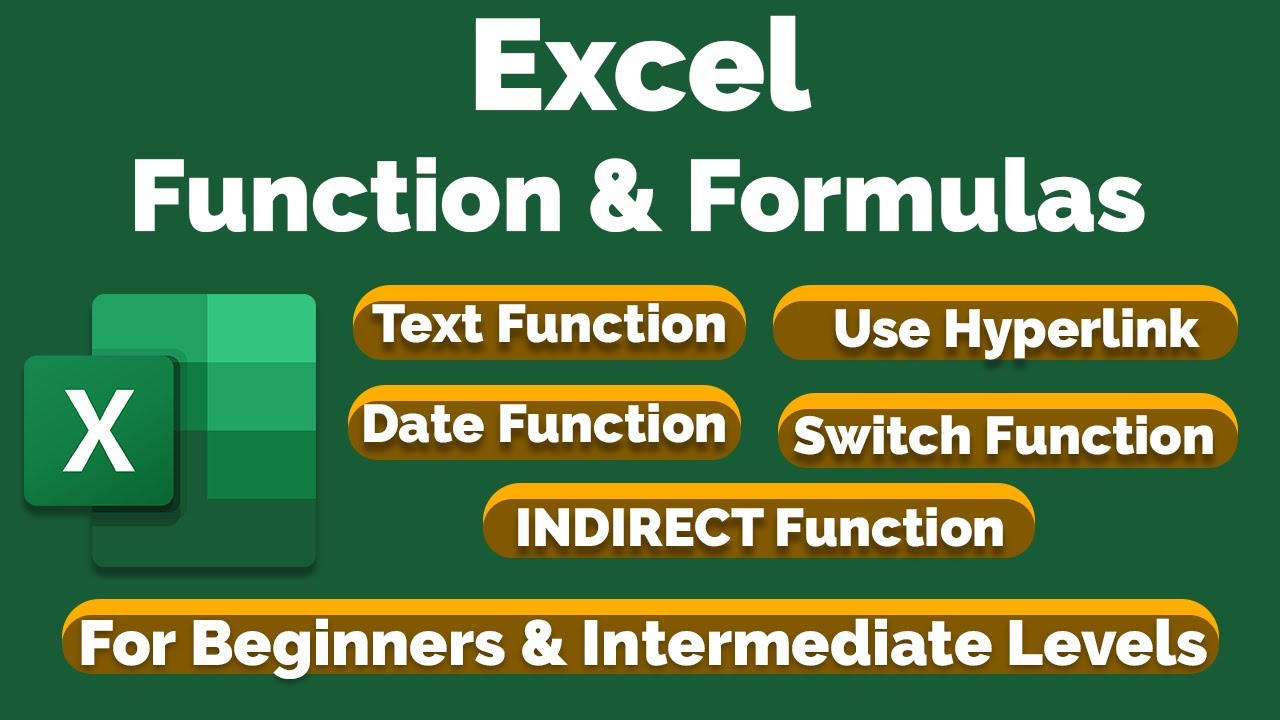 Excel Formulas and Functions for beginners & Intermediate levels - YouTube
