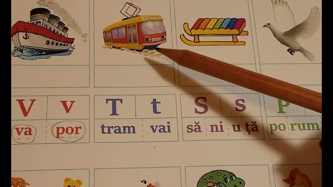 Citire pe silabe, cuvinte cu sunetele v, t, s, p, d. Clasa Pregatitoare