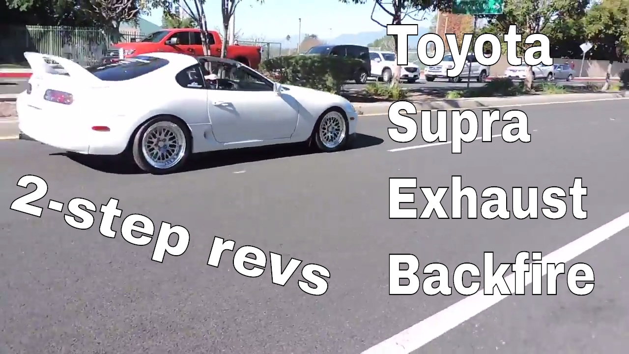 Toyota Supra Exhaust Shoots flames twin turbo and 2 step revs hitting