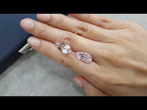 Pair of pink pear cut morganites 8.36 carats Video  № 2