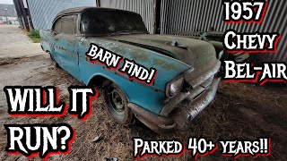 WILL IT RUN - 1957 Chevrolet Bel-air 2door barn find Parked 40+ years! Episode 9