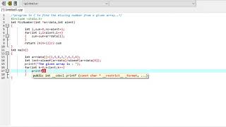 program in C to find the missing number from a given array