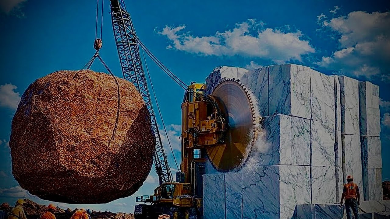 How Rocks Are Turned into Marble Slabs | Unbelievable Factory Work 