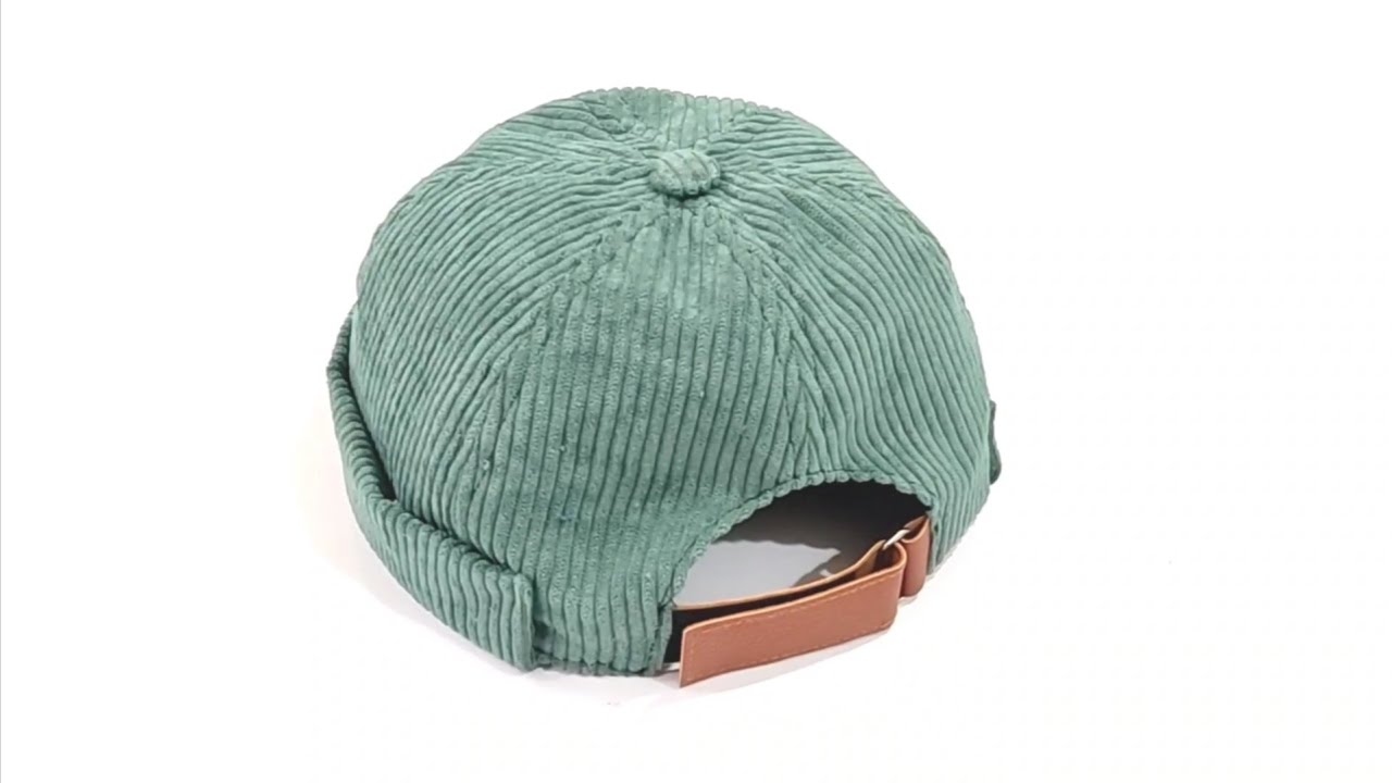 Ear Flap Hat, Hunter Green Corduroy Handmade 5 Panel Camp Hat