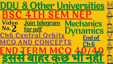 Central Orbits | imp concepts and points | bsc 4th sem mechanics | #ddu | #mechanics | #mathvath |