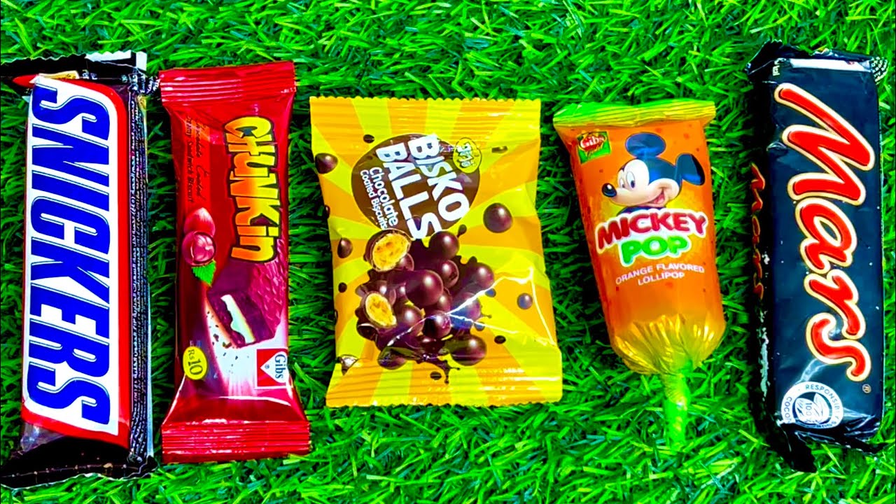 ASMR Most Popular Candys / some lots of colorful rainbow lollipop candy / unpacking chocolate eat