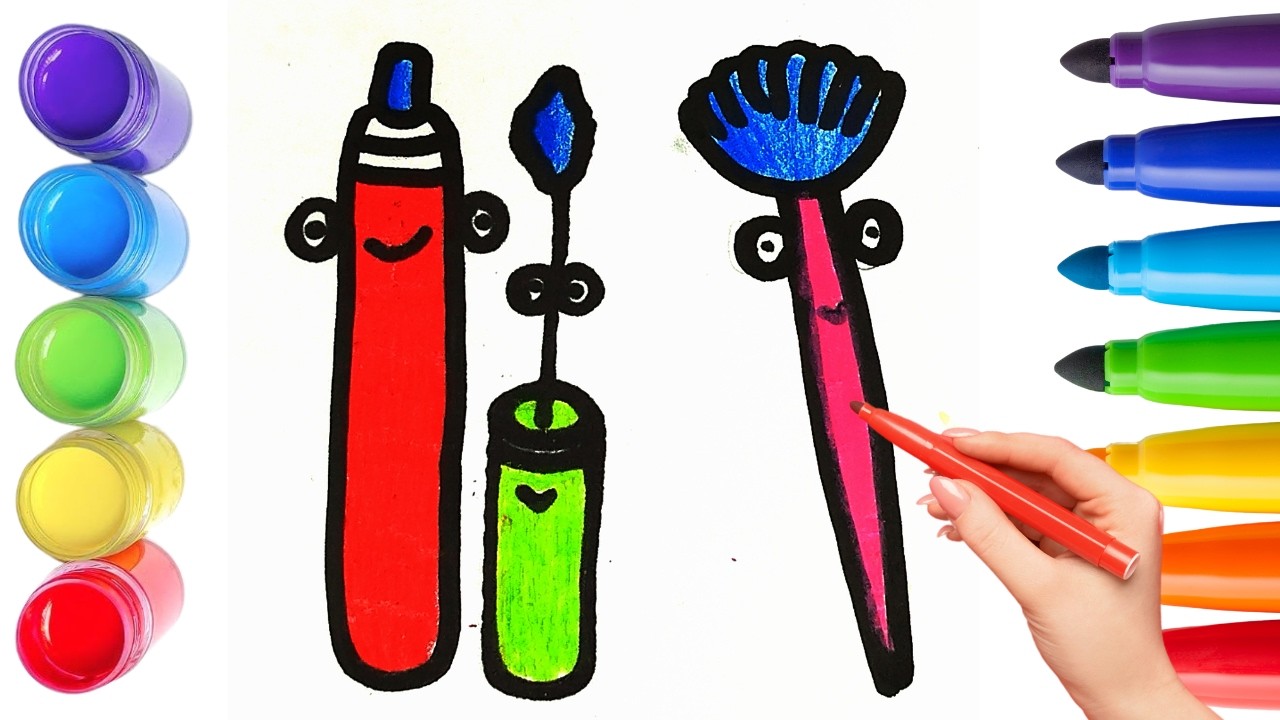 Как рисовать милые косметические средства. Рисование, раскрашивание и живопись для детей и малыше...