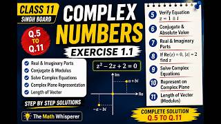 Unit 1 | Complex Number | Exercise 1.1 Question 5 to 11 First Year Mathematics New Book Sindh Board