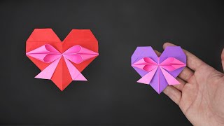 Easy Origami Heart With Bow - Valentine's Day Gift Heart - How to Fold by Easy Origami and Crafts 6,367 views 4 months ago 11 minutes, 55 seconds