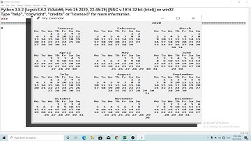 Create Gui Calendar of 2020 upto 2100 years using Python Tkinter.