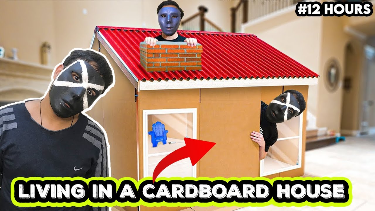 Living In a Cardboard House For 24 Hours 😱💸 | zalmi,littlezalmi,maaz ...