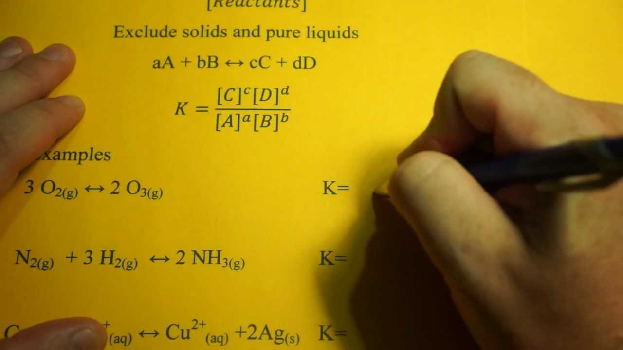 Writing an Equilibrium Expression (Mass Action Equation)