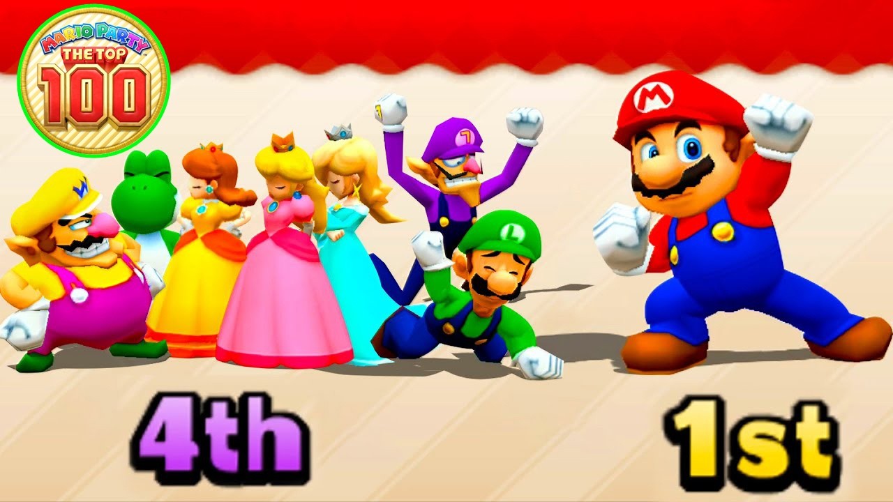 Mario Party The Top 100 - Yoshi vs Mario vs Waluigi vs Wario (Master CPU)