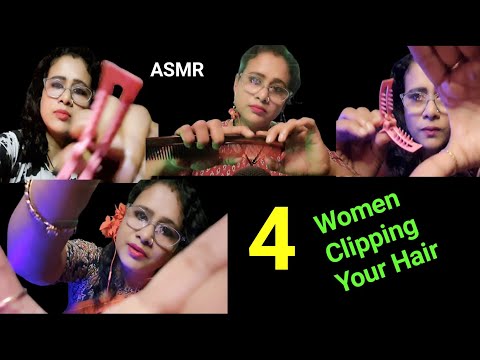 ASMR Hair Clipping by 4 Women 😇|Personal Attention asmr | Dearly ASMR|