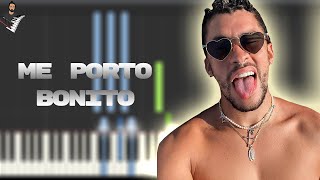 Video thumbnail of "Bad Bunny - Me Porto Bonito | Instrumental Piano Tutorial / Partitura / Karaoke / MIDI"