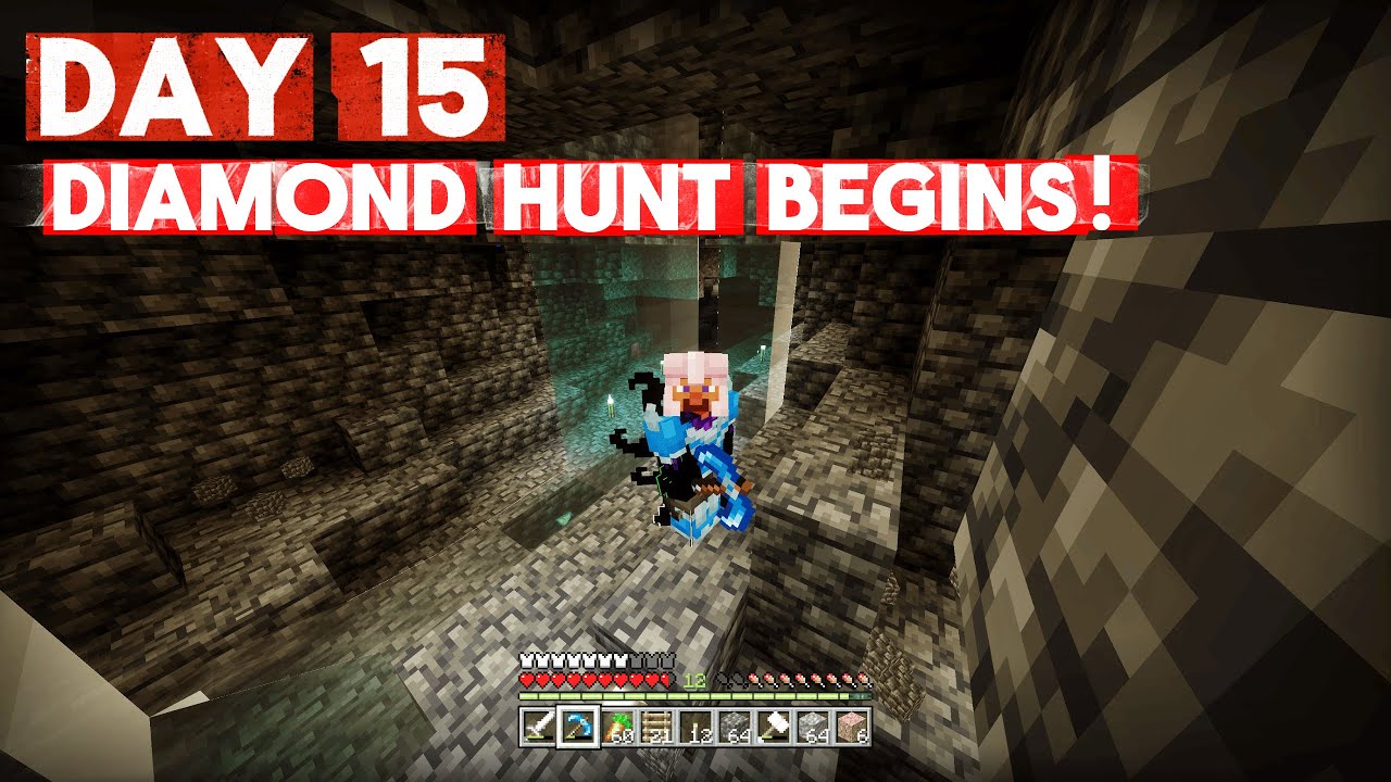 DAY 15 – Diamond Hunt Begins! 😱💎 | Minecraft Bedrock 1.21