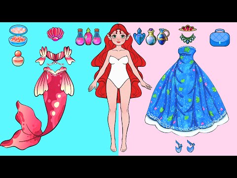 Mermaid Paper Dolls Dress Up - YouTube