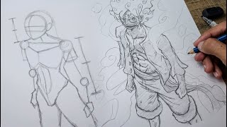 Luffy 5th gear drawing tutorial | full anatomy screenshot 3