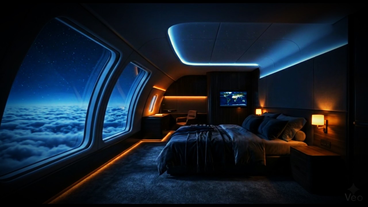 LUXURY NIGHT FLIGHT ✈️ Ultra-Modern Private Jet Bedroom & Deep Engine Hum (10 Hours) | NO ADS