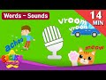 Kids vocabulary Theme "Sounds" - Animal, Human, Transportation - Words Theme collection for kids