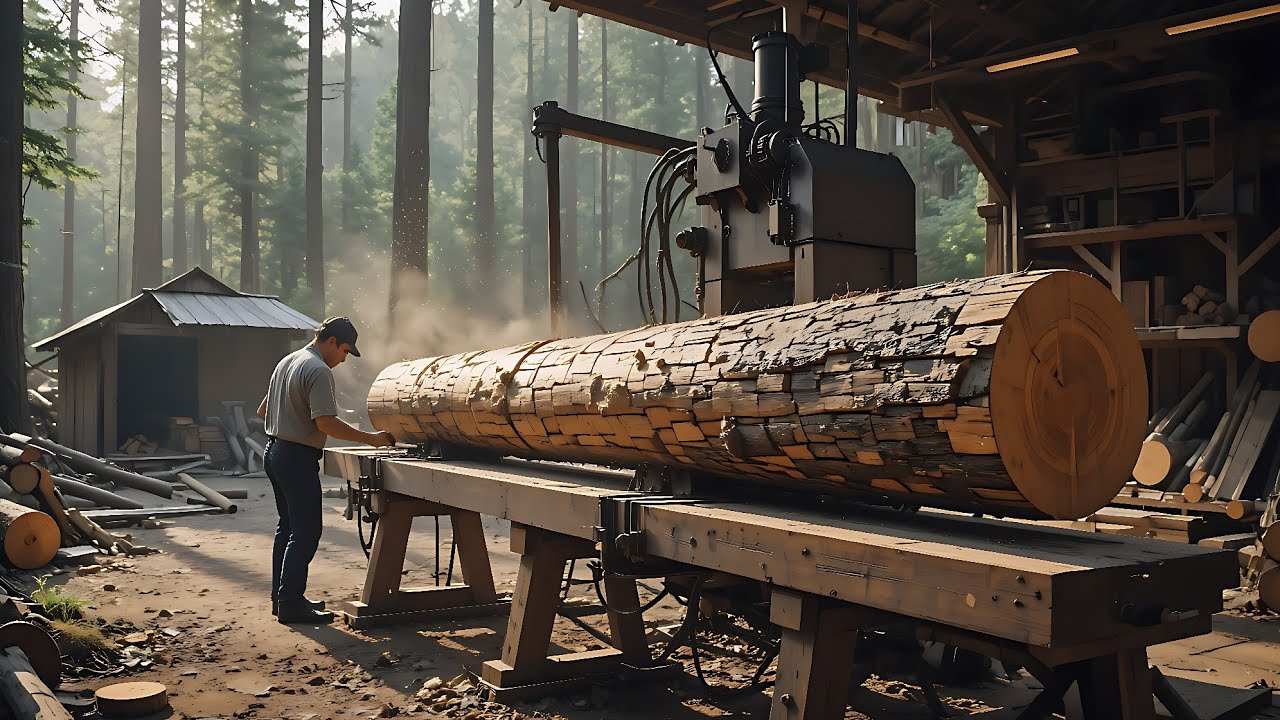 Powerful Saw Machine Destroying a Massive Log | Ultimate Wood Cutting Performance