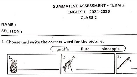 2nd std english half yearly exam question paper/2nd std english second term exam question paper