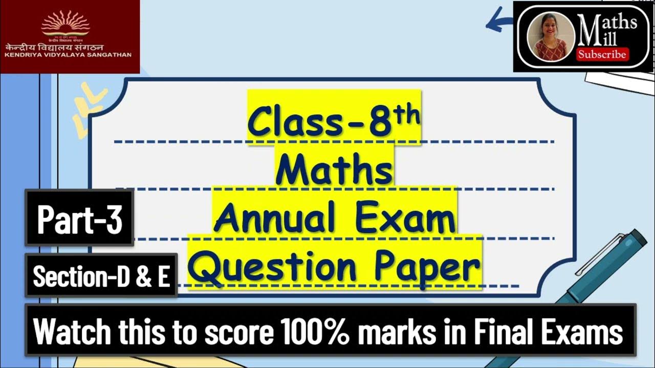 Term 2 Question Paper Class 8 Maths 2023 Class 8 Maths KV Final Exam