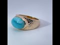 Larimar Ring Silber 925 vergoldet blauer Natur Larimar 7.5ct