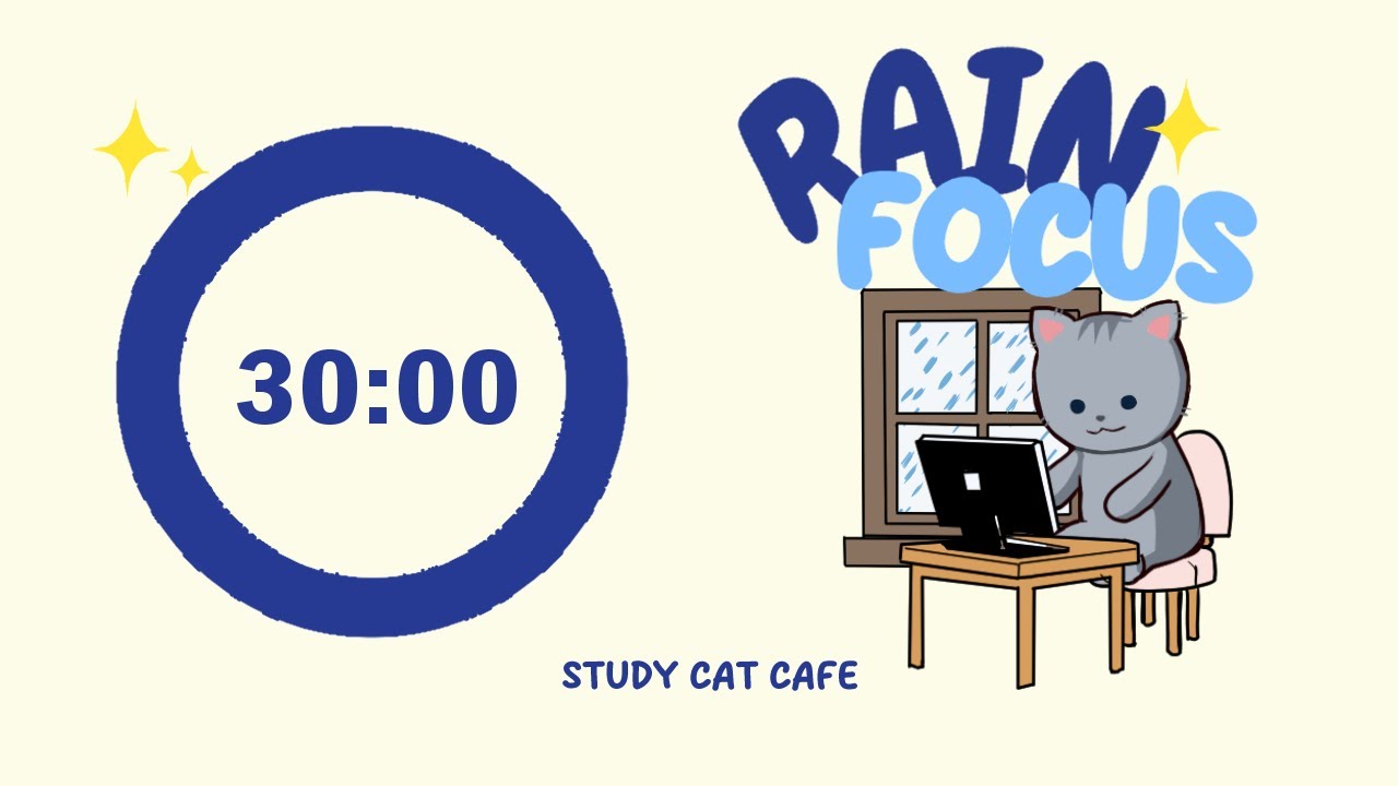 STUDY WITH ME 5x30 Min Focus Pomodoro Timer Cat Cafe Rain Lofi Study with me 5x30 min focus pomodoro timer cat cafe rain lofi