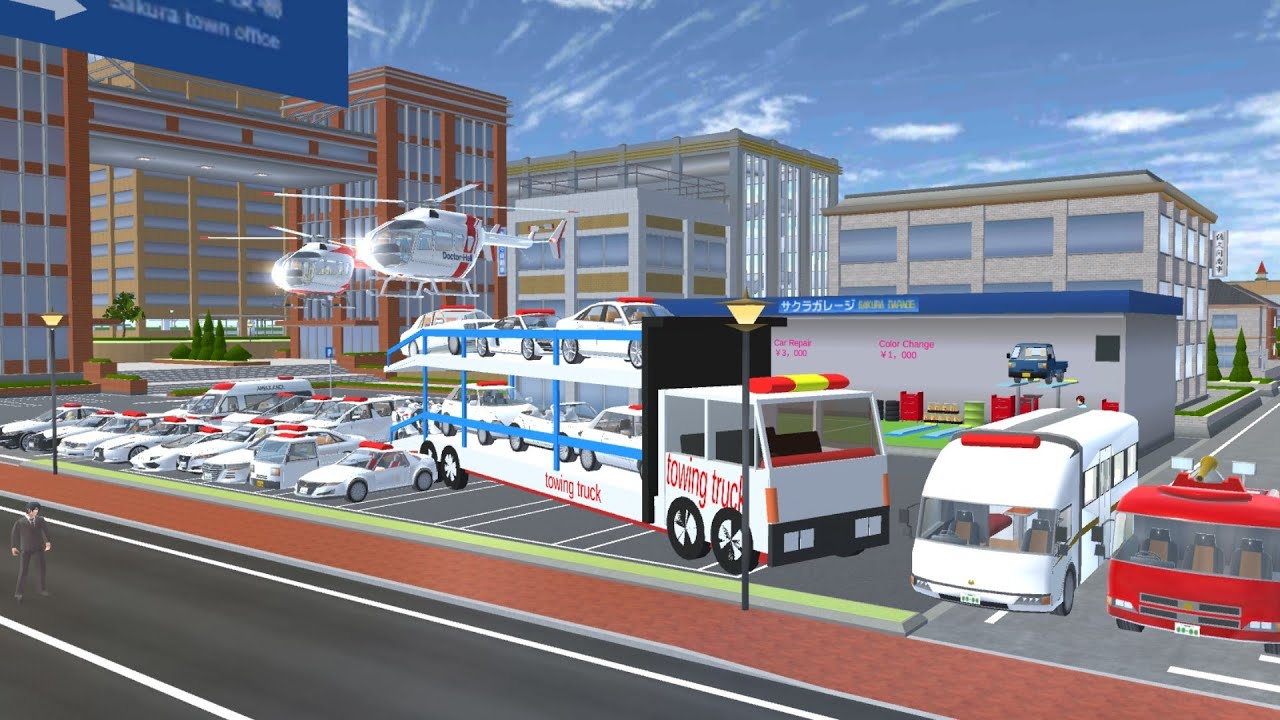 [NEW UPDATE] Collection all of Police Car on the Towing Police Truck 🚛🚒🚐 Sakura School Simulator 🚨💕💕