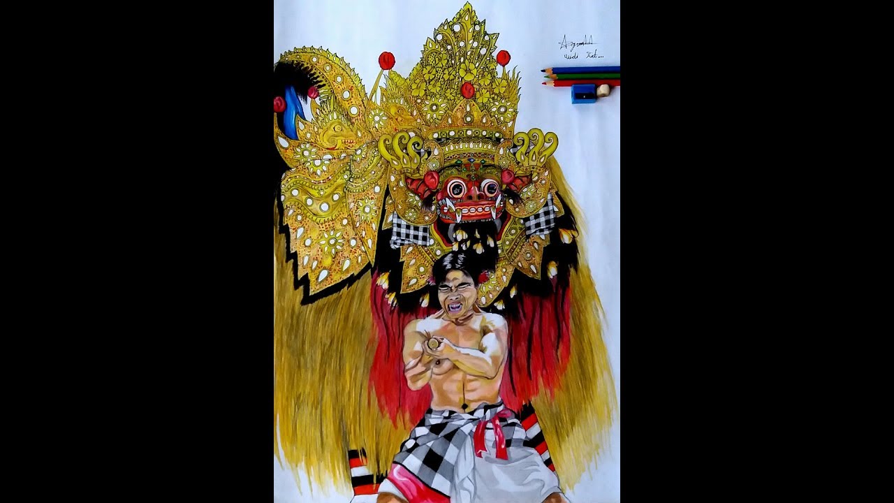 Sket Gambar Barong Dan Keris Dance Dengan Pensil Warna YouTube