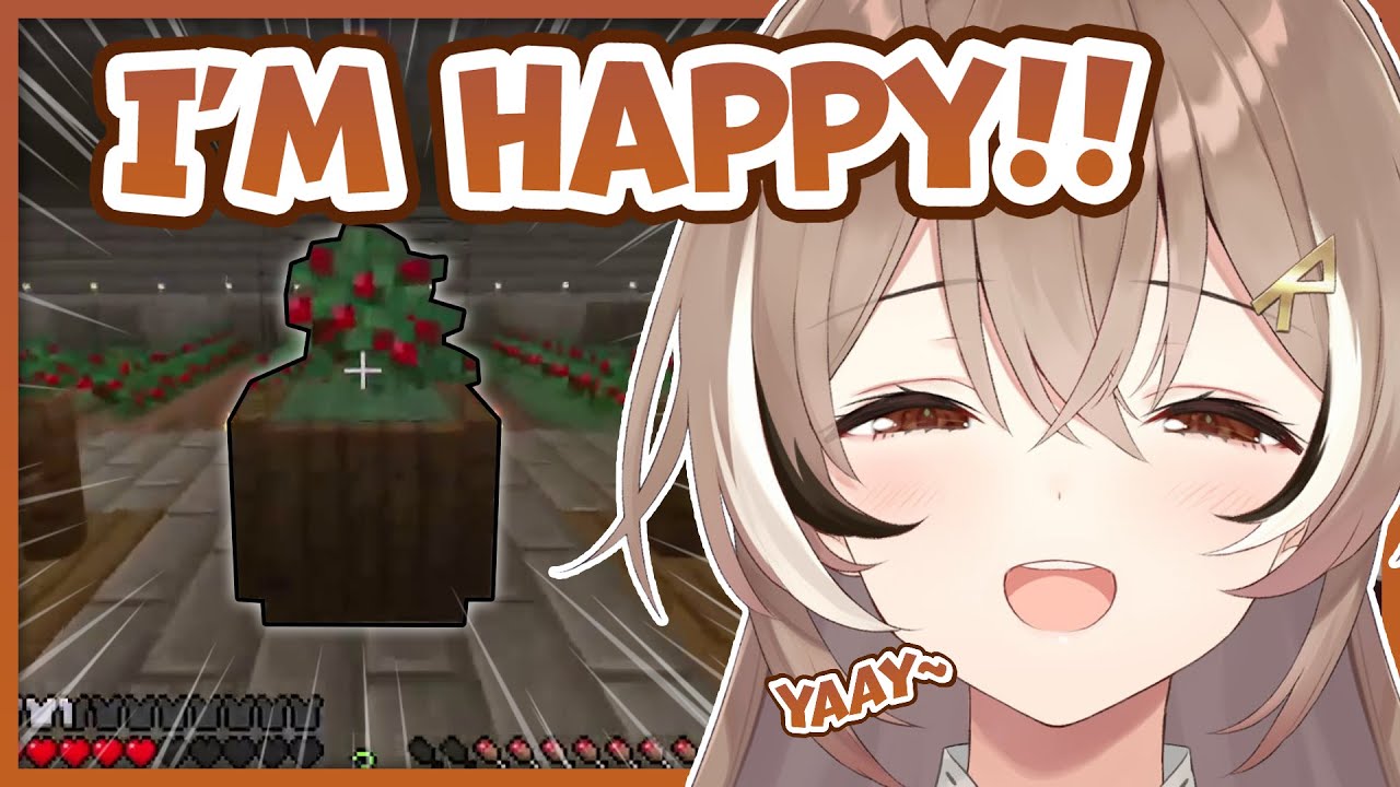 Mumei's reaction upon seeing her updated berry farm made by Moona