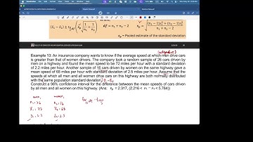 STA404: Confidence Interval Difference between Two Means Part 3