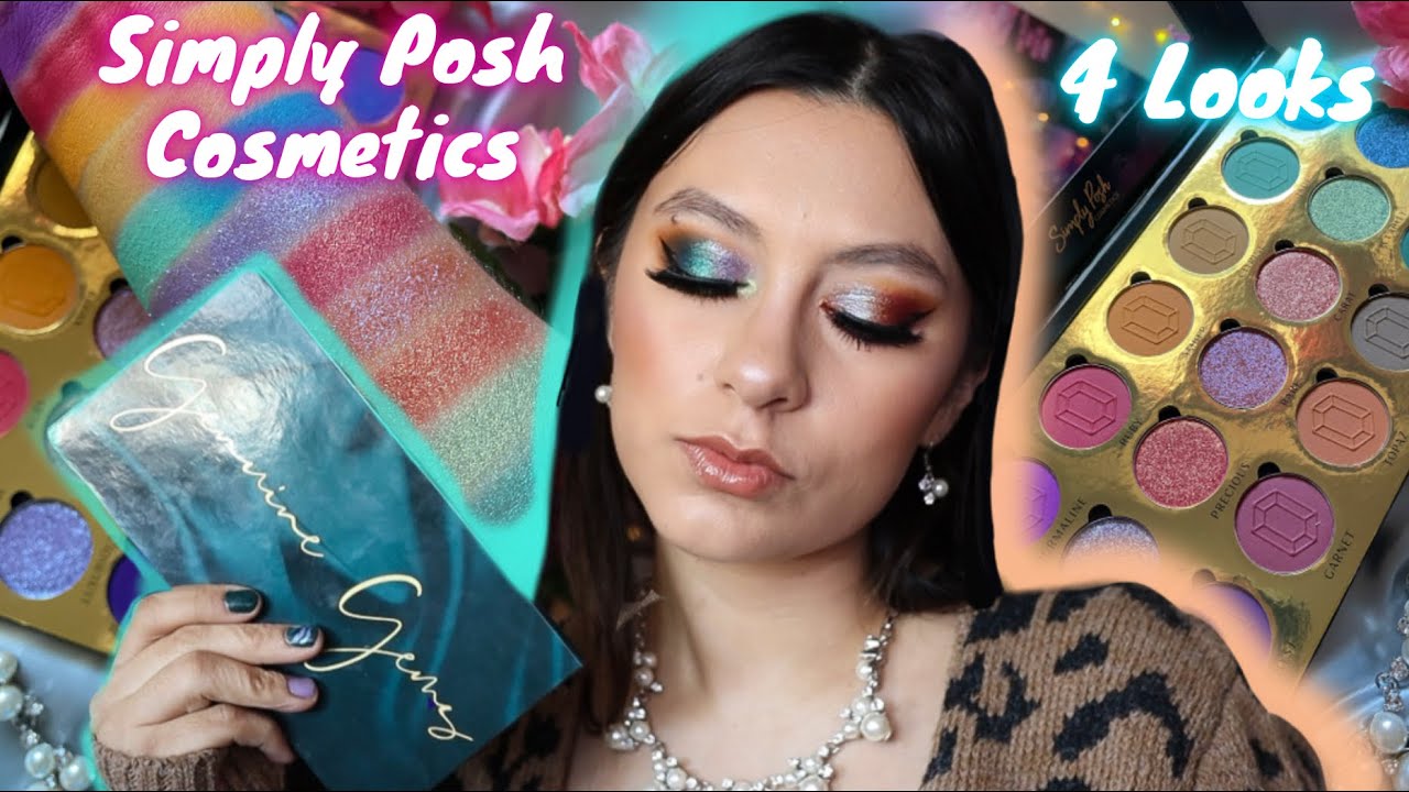 SIMPLY POSH COSMETICS GENUINE GEMS PALETTE REVIEW + SWATCHES 4 EYE LOOKS YouTube