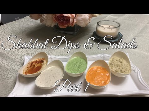 Shabbat Dips and Salads Part 1: Tomato Dip/ Olive Dip/ Tehini Dip/ Hummus Dip/ Jalapeño Dip