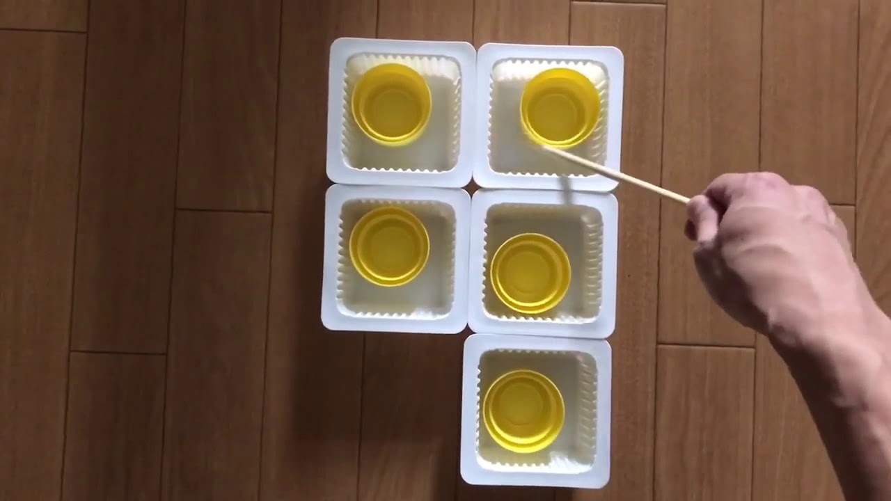 高齢者室内レクリエーション ドレッシングのキャップとお豆腐の容器と割り箸を使って 5個大たこ焼きゲーム Youtube