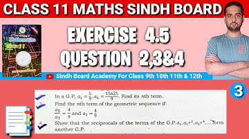 Class 11 Maths Sindh Board Chapter 4 Exercise 4.5 Question 2,3&4 • First year Maths chap 4 Ex 4.5