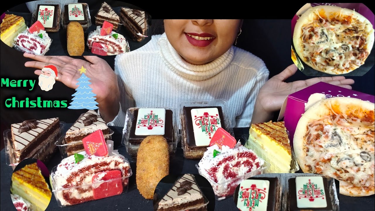 MERRY CHRISTMAS 🎄🎁🎄🎁 ALL TYPE CAKES, CHICKEN TIKKA PIZZA,FISH CHOP ।। EATING SHOW 