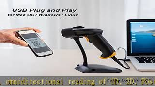 TEEMI 2D Barcode Scanner USB Wired Handheld Automatic QR Data Matrix PDF417 bar Codes Imager for Mo