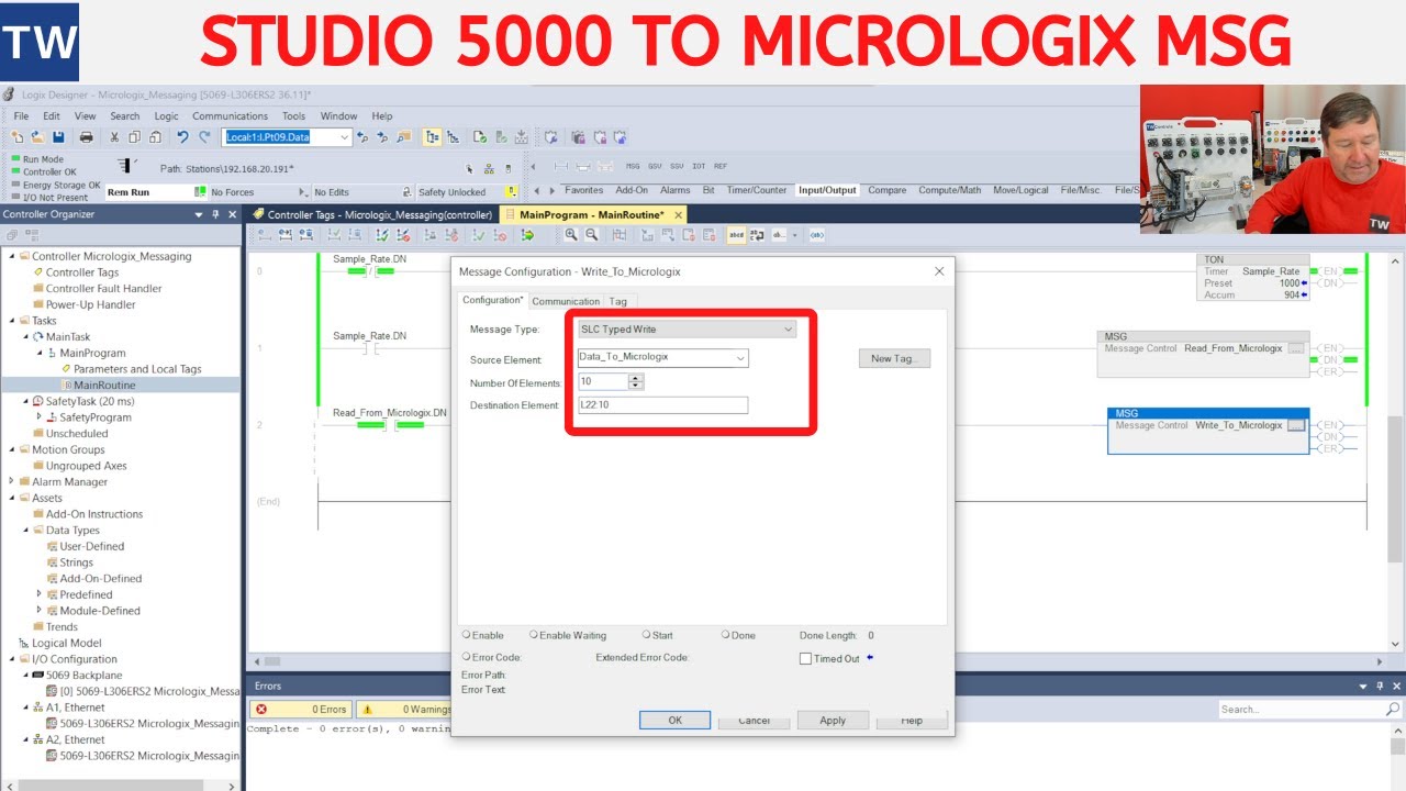 Studio 5000: Controllogix/CompactLogix Reads & Writes Micrologix
