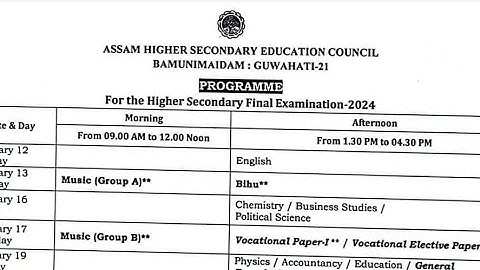 AHSEC HS Final Year Examination 2024 Routine|HS Final 2024 Routine|Class 12|XII|HS 2nd year Final