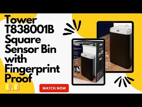 Tower T838001B Square Sensor Bin with Fingerprint Proof Coated Exterior, Black, Large