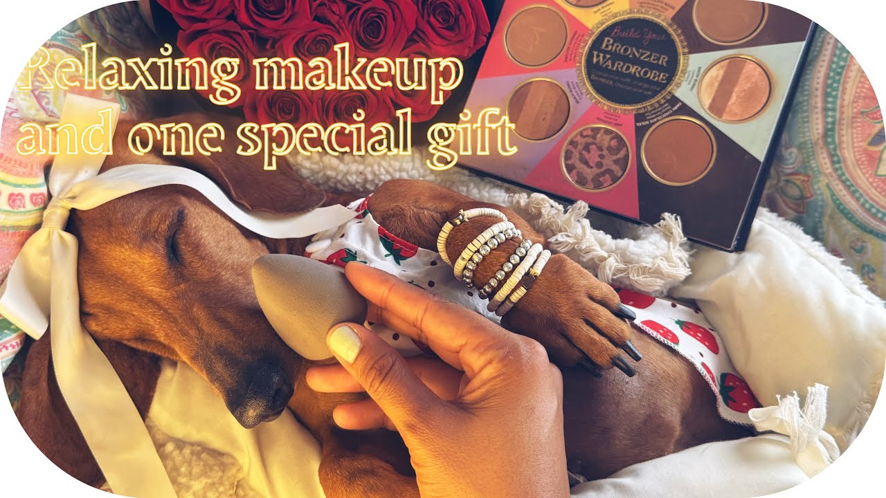 ASMR 🐶 SUPER RELAXING MAKEUP AND ONE SPECIAL GIFT 🌹 | ROSE FOREVER