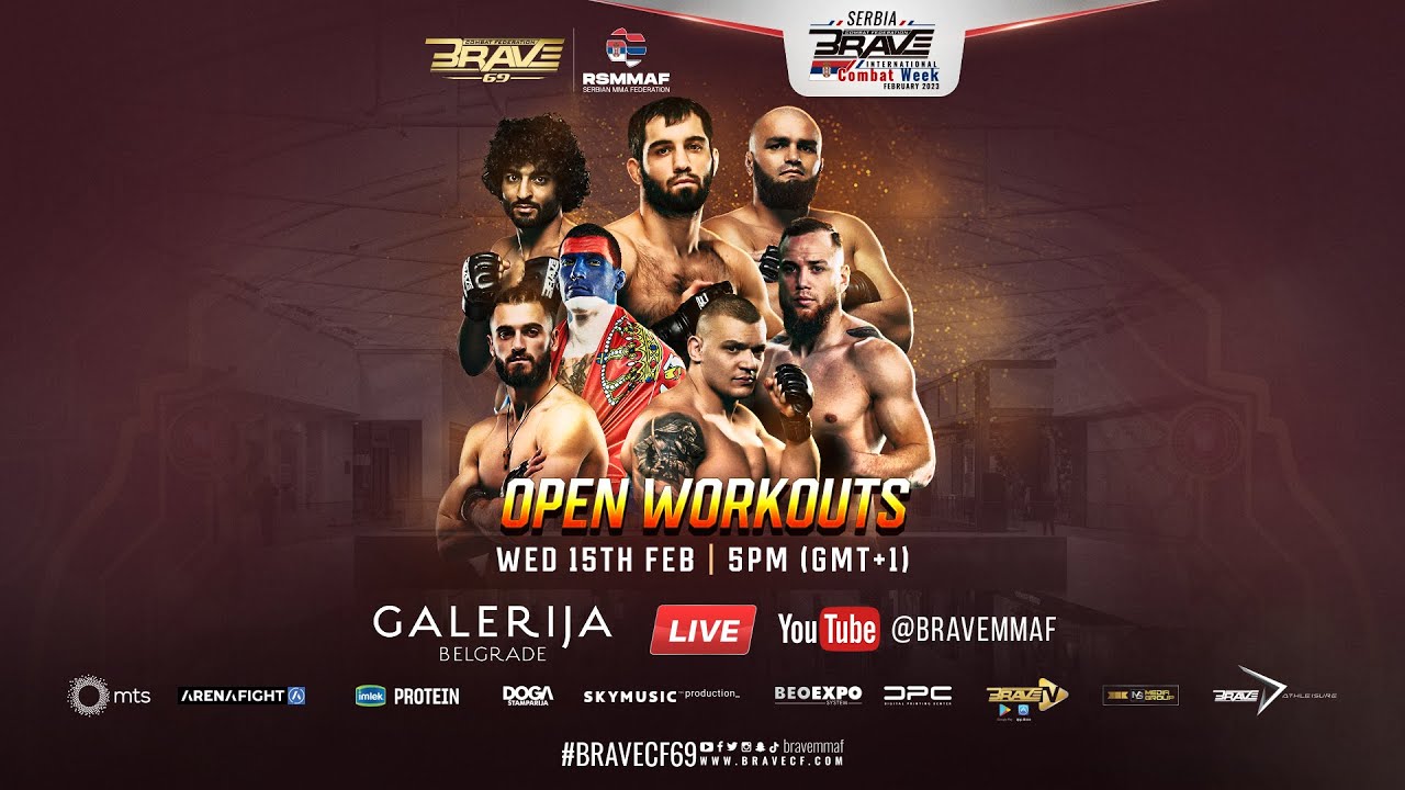 BRAVE CF 69 Open Workouts live from TC Galerija, Belgrade Serbia FREE MMA BRAVE TV