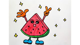 How to draw watermelon 🍉 Drawing easy